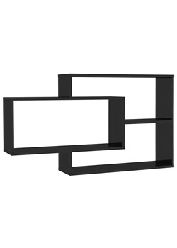 Zestaw półek ściennych modułowych z czarnym połyskiem - Acker ze sklepu Edinos.pl w kategorii Półki - zdjęcie 173568717