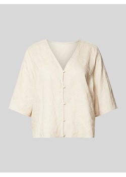 Bluzka lniana z dekoltem w serek model ‘Ilektra’ ze sklepu Peek&Cloppenburg  w kategorii Koszule damskie - zdjęcie 173569217