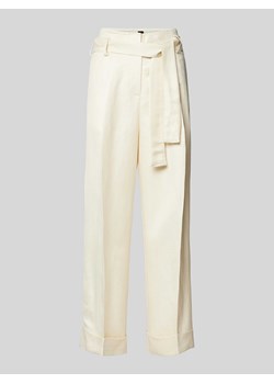 Spodnie o kroju regular fit z wiązanym paskiem ze sklepu Peek&Cloppenburg  w kategorii Spodnie damskie - zdjęcie 173569399