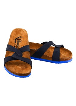 Moosefield Skórzane klapki w kolorze granatowym ze sklepu Limango Polska w kategorii Klapki damskie - zdjęcie 173569627
