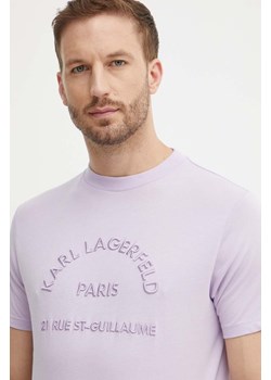 Karl Lagerfeld t-shirt bawełniany męski kolor fioletowy z aplikacją 542224.755081 ze sklepu ANSWEAR.com w kategorii T-shirty męskie - zdjęcie 173570346