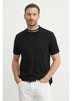 Karl Lagerfeld t-shirt bawełniany męski kolor czarny gładki 542224.755159 ze sklepu ANSWEAR.com w kategorii T-shirty męskie - zdjęcie 173570366