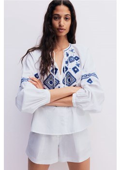 H & M - Wyszywana bluzka - Biały ze sklepu H&M w kategorii Bluzki damskie - zdjęcie 173570787