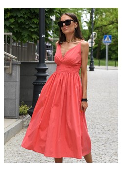 Sukienka z gumkami pod biustem koral ze sklepu forseti.net.pl w kategorii Sukienki - zdjęcie 173571158