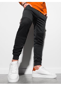 Patchworkowe spodnie męskie dresowe joggery OM-PASK-22FW-013 - czarne V1 ze sklepu Edoti w kategorii Spodnie męskie - zdjęcie 173572179