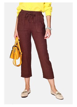 Le Jardin du Lin Lniane spodnie w kolorze brązowym ze sklepu Limango Polska w kategorii Spodnie damskie - zdjęcie 173572618