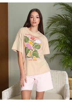 Sinsay - Koszulka z nadrukiem - kremowy ze sklepu Sinsay w kategorii Bluzki damskie - zdjęcie 173576238