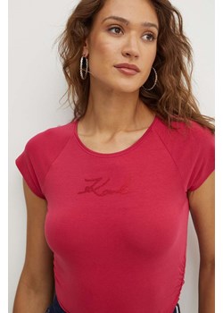 Karl Lagerfeld t-shirt damski kolor czerwony 245W1700 ze sklepu ANSWEAR.com w kategorii Bluzki damskie - zdjęcie 173577149