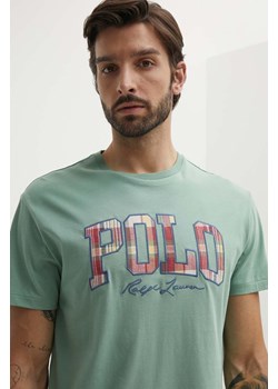 Polo Ralph Lauren t-shirt bawełniany męski kolor zielony z aplikacją 710941855 ze sklepu ANSWEAR.com w kategorii T-shirty męskie - zdjęcie 173577197