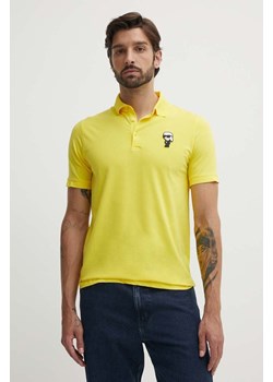 Karl Lagerfeld polo męski kolor żółty z aplikacją 542221.745022 ze sklepu ANSWEAR.com w kategorii T-shirty męskie - zdjęcie 173577267