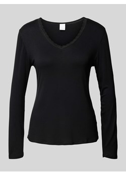 Bluzka z długim rękawem i obszyciem z koronki model ‘Jordan’ ze sklepu Peek&Cloppenburg  w kategorii Bluzki damskie - zdjęcie 173578045