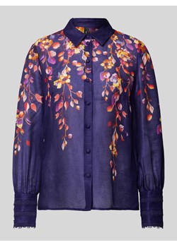 Bluzka lniana z wykładanym kołnierzem ze sklepu Peek&Cloppenburg  w kategorii Koszule damskie - zdjęcie 173578269