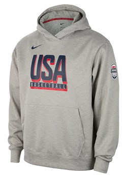 Męska bluza z kapturem do koszykówki z dzianiny USA Practice - Szary ze sklepu Nike poland w kategorii Bluzy męskie - zdjęcie 173578425