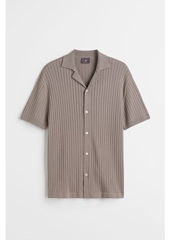 H & M - Dzianinowa koszula z krótkim rękawem Regular Fit - Beżowy ze sklepu H&M w kategorii Koszule męskie - zdjęcie 173578445