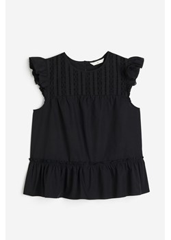 H & M - Top z falbankowym rękawem - Czarny ze sklepu H&M w kategorii Bluzki damskie - zdjęcie 173578457