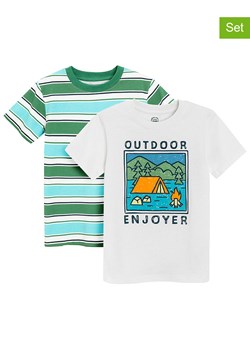 COOL CLUB Koszulki (2 szt.) w kolorze biało-zielono-błękitnym ze sklepu Limango Polska w kategorii T-shirty chłopięce - zdjęcie 173579548