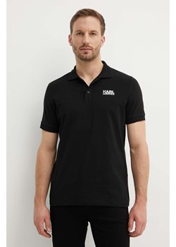 Karl Lagerfeld polo męski kolor czarny z nadrukiem 543235.745088 ze sklepu ANSWEAR.com w kategorii T-shirty męskie - zdjęcie 173580709