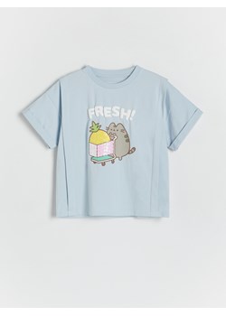 Reserved - T-shirt z aplikacją Pusheen - jasnoniebieski ze sklepu Reserved w kategorii Bluzki dziewczęce - zdjęcie 173581158
