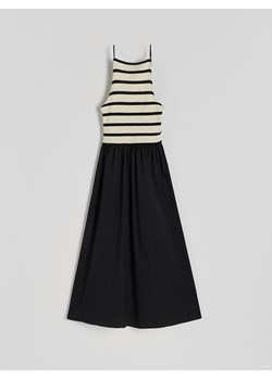 Reserved - Sukienka midi z bawełnianej dzianiny - czarny ze sklepu Reserved w kategorii Sukienki - zdjęcie 173581646