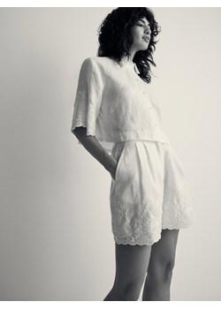 Reserved - Lniane szorty - biały ze sklepu Reserved w kategorii Szorty - zdjęcie 173581965