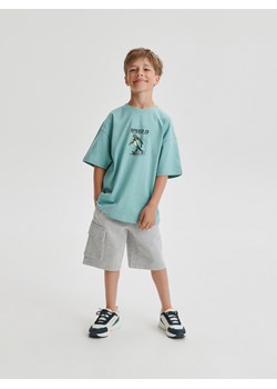 Reserved - T-shirt oversize z nadrukiem - miętowy ze sklepu Reserved w kategorii T-shirty chłopięce - zdjęcie 173582088