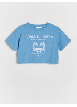 Reserved - Krótki t-shirt z haftem - jasnoniebieski ze sklepu Reserved w kategorii Bluzki dziewczęce - zdjęcie 173582225