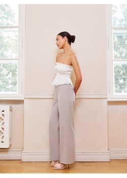 Mohito - Szare spodnie z szeroką nogawką - szary ze sklepu Mohito w kategorii Spodnie damskie - zdjęcie 173583078