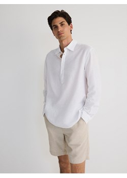 Reserved - Koszula regular z lnem - biały ze sklepu Reserved w kategorii Koszule męskie - zdjęcie 173583289