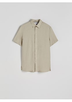 Reserved - Koszula regular fit z lnem - beżowy ze sklepu Reserved w kategorii Koszule męskie - zdjęcie 173584866