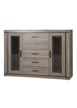 Komoda z witryną i barkiem dąb truflowy - Rectano 9X ze sklepu Edinos.pl w kategorii Komody - zdjęcie 173585205