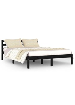 Małżeńskie drewniane łóżko czarne 140x200 cm - Lenar 5X ze sklepu Edinos.pl w kategorii Łóżka i materace - zdjęcie 173585548