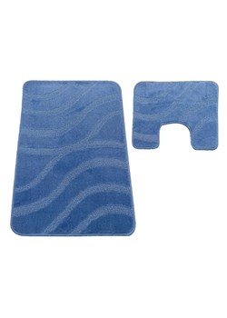 Niebieski zestaw dywaników łazienkowych - Fendos ze sklepu Edinos.pl w kategorii Dywaniki łazienkowe - zdjęcie 173585687
