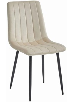 Komplet beżowych krzeseł tapicerowanych welurowych 4 szt. - Fernando ze sklepu Edinos.pl w kategorii Krzesła - zdjęcie 173585689