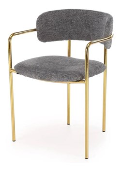 Popielate tapicerowane krzesło metalowe - Julien ze sklepu Edinos.pl w kategorii Krzesła - zdjęcie 173585856