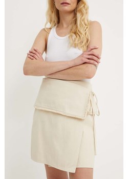 Samsoe Samsoe spódnica bawełniana SADI kolor beżowy mini rozkloszowana F24200104 ze sklepu ANSWEAR.com w kategorii Spódnice - zdjęcie 173586438