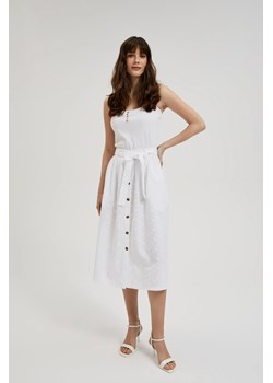 Spódnica midi z guzikami z wiązaniem w talii biała ze sklepu Moodo.pl w kategorii Spódnice - zdjęcie 173586987