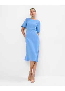 Mohito - Niebieska sukienka midi z bufiastymi rękawami - błękitny ze sklepu Mohito w kategorii Sukienki - zdjęcie 173587969