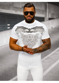 T-shirt męski slim fit biały OZONEE NB/MT3054Z ze sklepu ozonee.pl w kategorii T-shirty męskie - zdjęcie 173590508