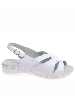 Białe sandały damskie na niskim obcasie /B5-1 16519  T138/ ze sklepu Pantofelek24.pl w kategorii Sandały damskie - zdjęcie 173591045