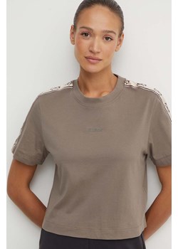 Guess t-shirt bawełniany BRITNEY damski kolor brązowy V3RI08 I3Z14 ze sklepu ANSWEAR.com w kategorii Bluzki damskie - zdjęcie 173591546