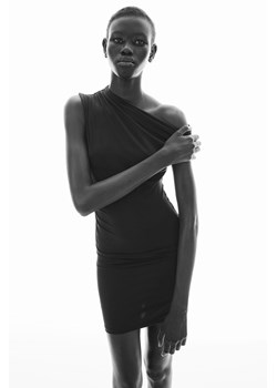 H & M - Marszczona sukienka na jedno ramię - Czarny ze sklepu H&M w kategorii Sukienki - zdjęcie 173595098
