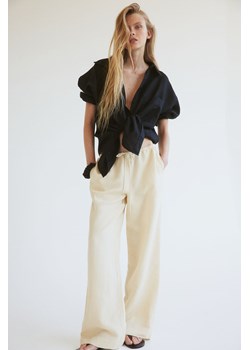 H & M - Spodnie z domieszką lnu - Żółty ze sklepu H&M w kategorii Spodnie damskie - zdjęcie 173595137