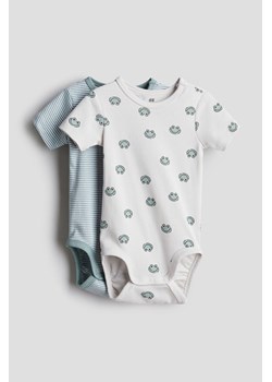 H & M - Body z krótkim rękawem 2-pak - Zielony ze sklepu H&M w kategorii Odzież dla niemowląt - zdjęcie 173595236
