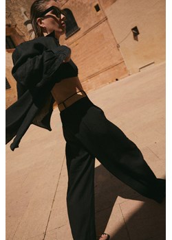 H & M - Szerokie spodnie z paskiem - Czarny ze sklepu H&M w kategorii Spodnie damskie - zdjęcie 173595249