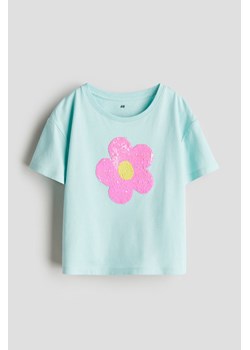 H & M - T-shirt z motywem - Turkusowy ze sklepu H&M w kategorii Bluzki dziewczęce - zdjęcie 173595269