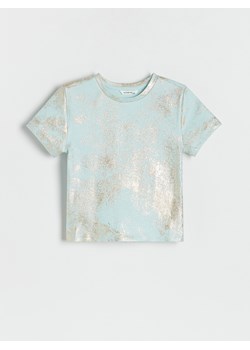Reserved - T-shirt z metalicznym efektem - jasnoturkusowy ze sklepu Reserved w kategorii Bluzki dziewczęce - zdjęcie 173597609