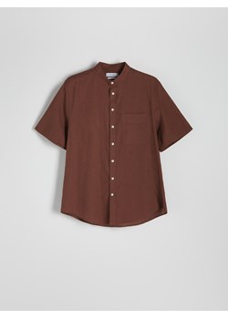 Reserved - Koszula comfort z domieszką lnu - brązowy ze sklepu Reserved w kategorii Koszule męskie - zdjęcie 173597626