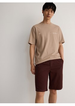 Reserved - T-shirt oversize z nadrukiem - beżowy ze sklepu Reserved w kategorii T-shirty męskie - zdjęcie 173597835