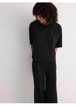 Reserved - Dzianinowy t-shirt z modalem - czarny ze sklepu Reserved w kategorii Bluzki damskie - zdjęcie 173597987