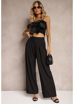 Czarne Spodnie Garniturowe z Szerokimi Nogawkami Vikinne ze sklepu Renee odzież w kategorii Spodnie damskie - zdjęcie 173599948